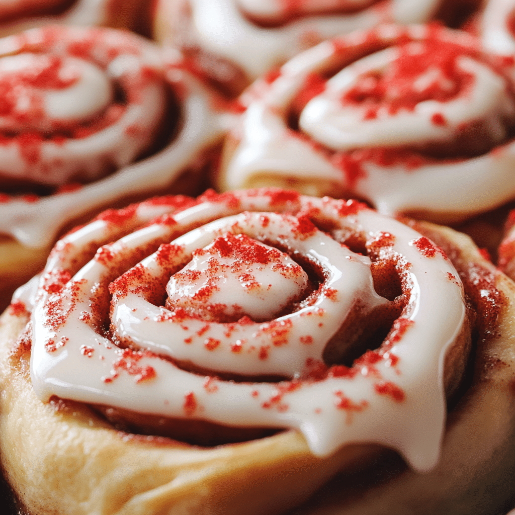 Cinnamon Rolls with Red Frosting