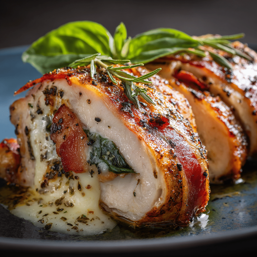 Grilled Chicken Involtini with Smoked Turkey and Basil
