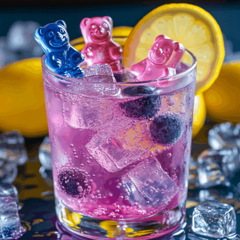 Gummy Bear Mocktail with Blueberry and Lemon