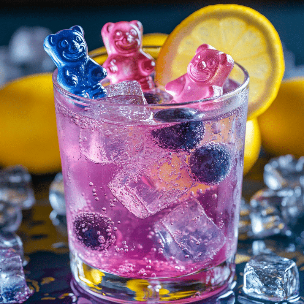 Gummy Bear Mocktail with Blueberry and Lemon