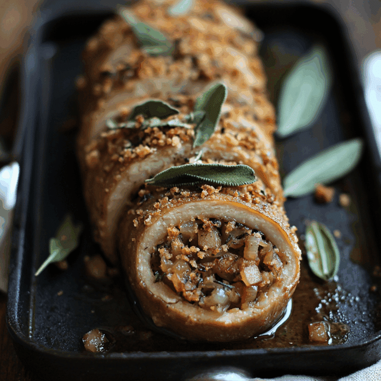 Seitan Roulade with Sage and Onion Stuffing