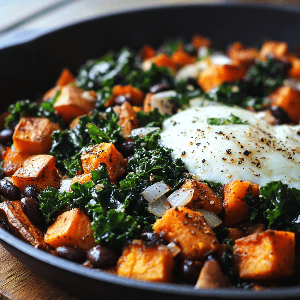 Sweet Potato Breakfast Hash with Black Beans and Kale