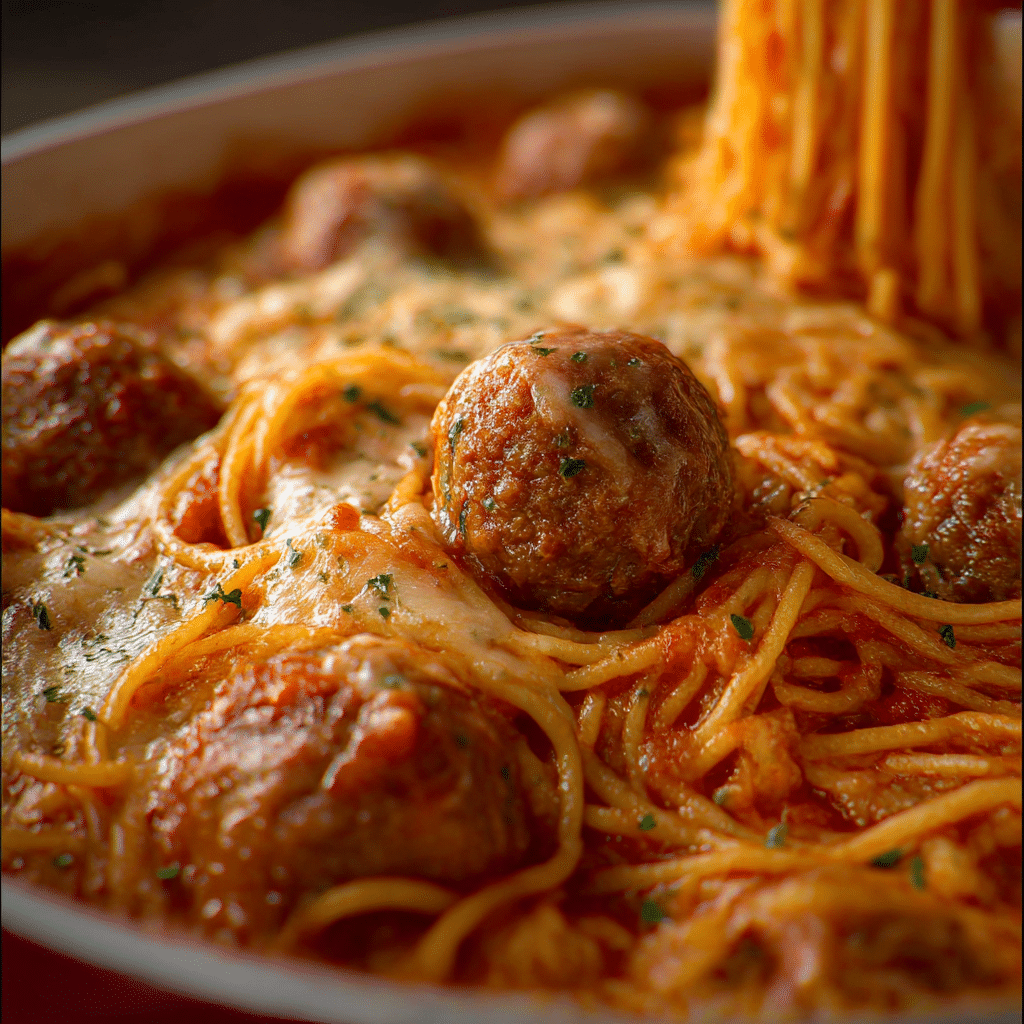 Baked Spaghetti and Meatballs