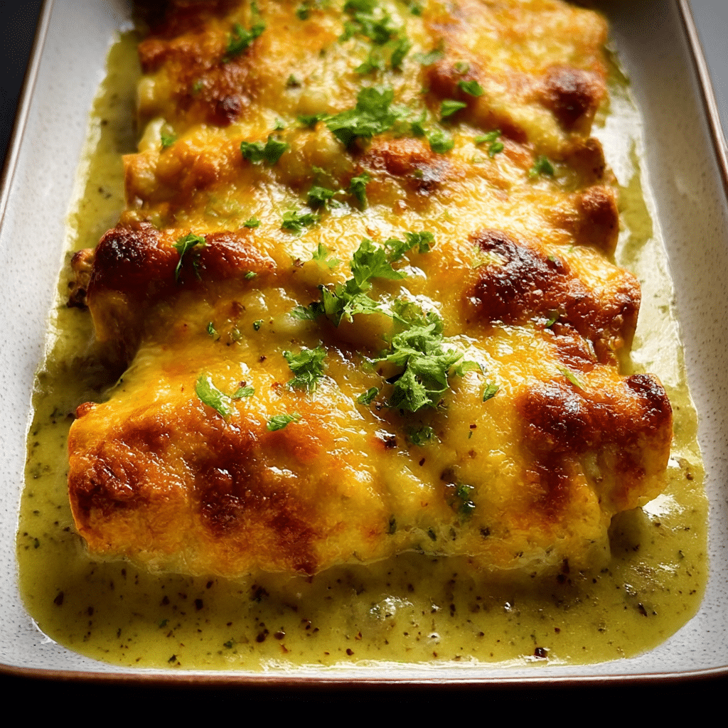 Chicken Enchiladas with Cheesy Green Sauce