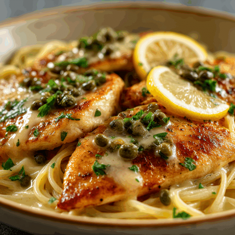 Chicken Piccata with Creamy Lemon Sauce and Pasta