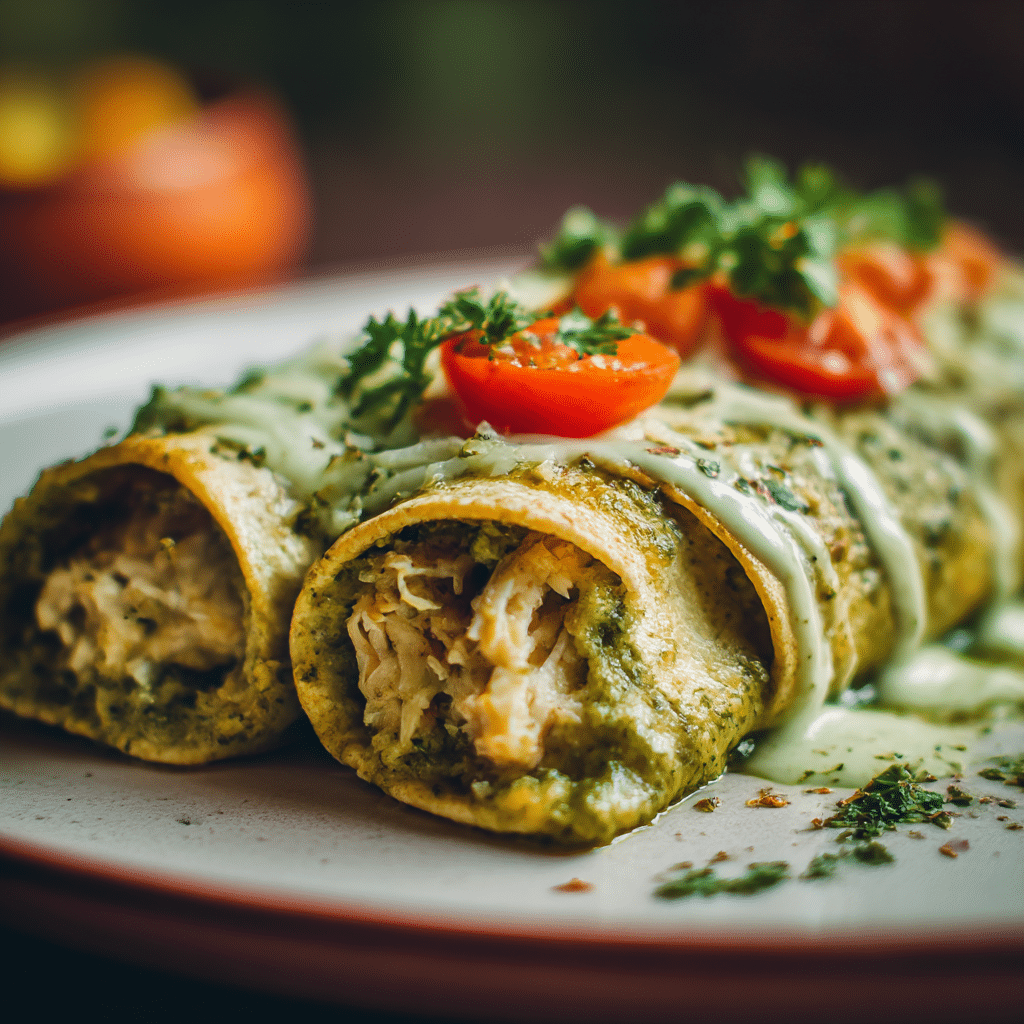 Green Chutney Chicken Enchiladas