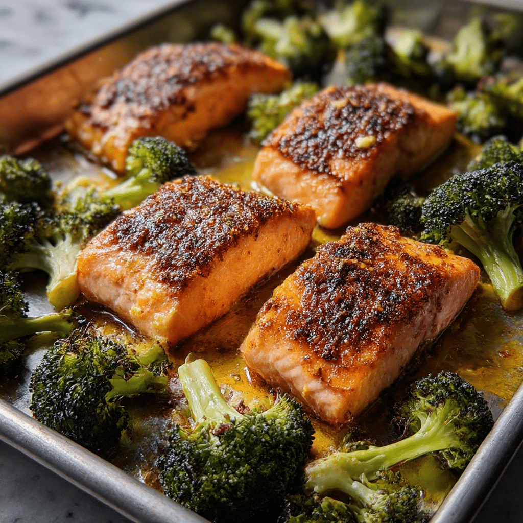 Sheet Pan Salmon with Roasted Broccoli and Miso Butter